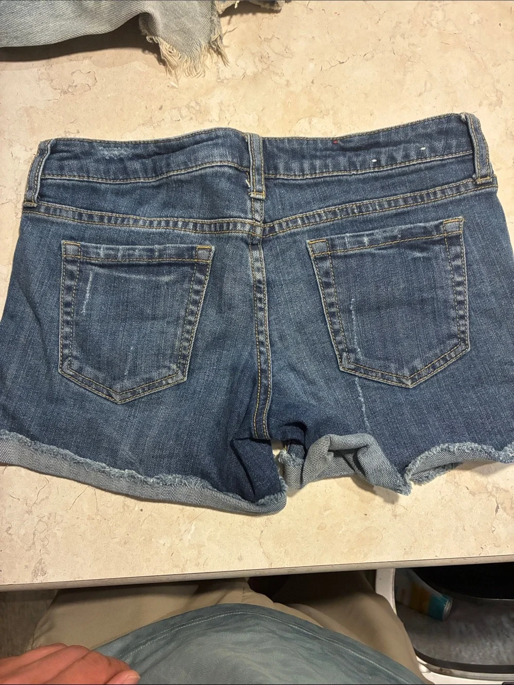 Mossimo Supply Co. Medium Blue Distressed Rolled-Hem Jean Shorts